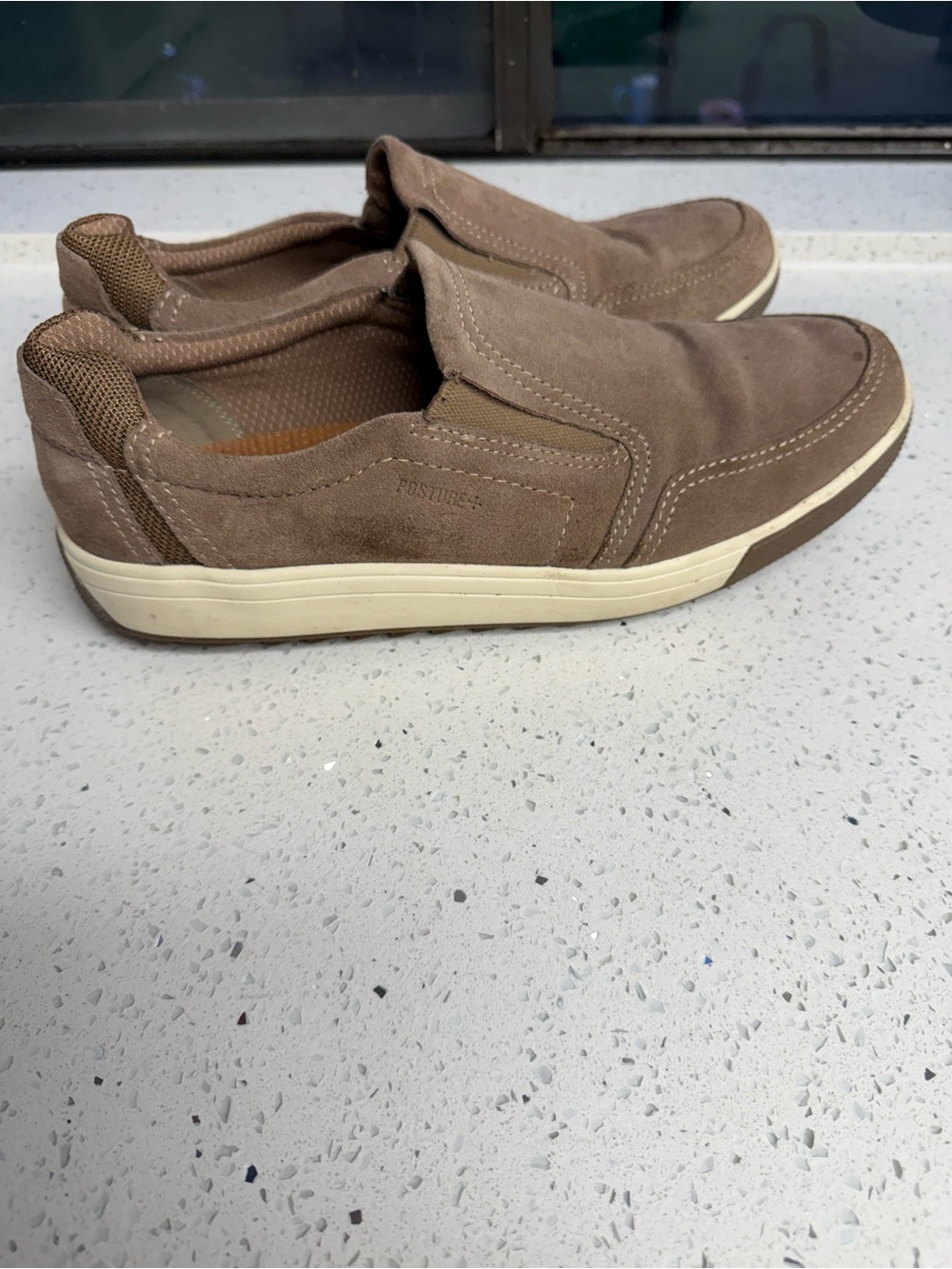 BareTraps Men's Taupe Slip-On Suede Loafers